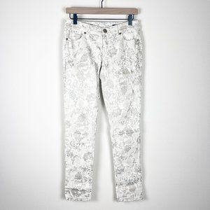 Cache Skinny Floral Metallic Jeans 0